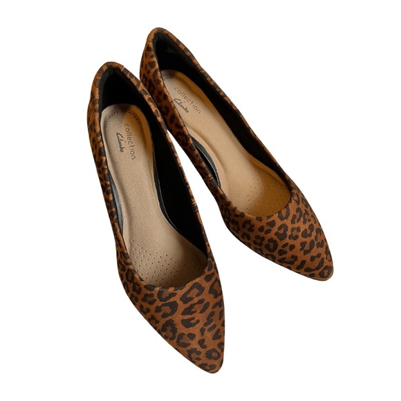 clarks heels leopard print